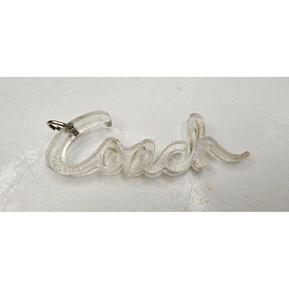 Authentic Coach Script Clear Glitter Keychain Charm with Silver Hardware - Picture 2 of 3